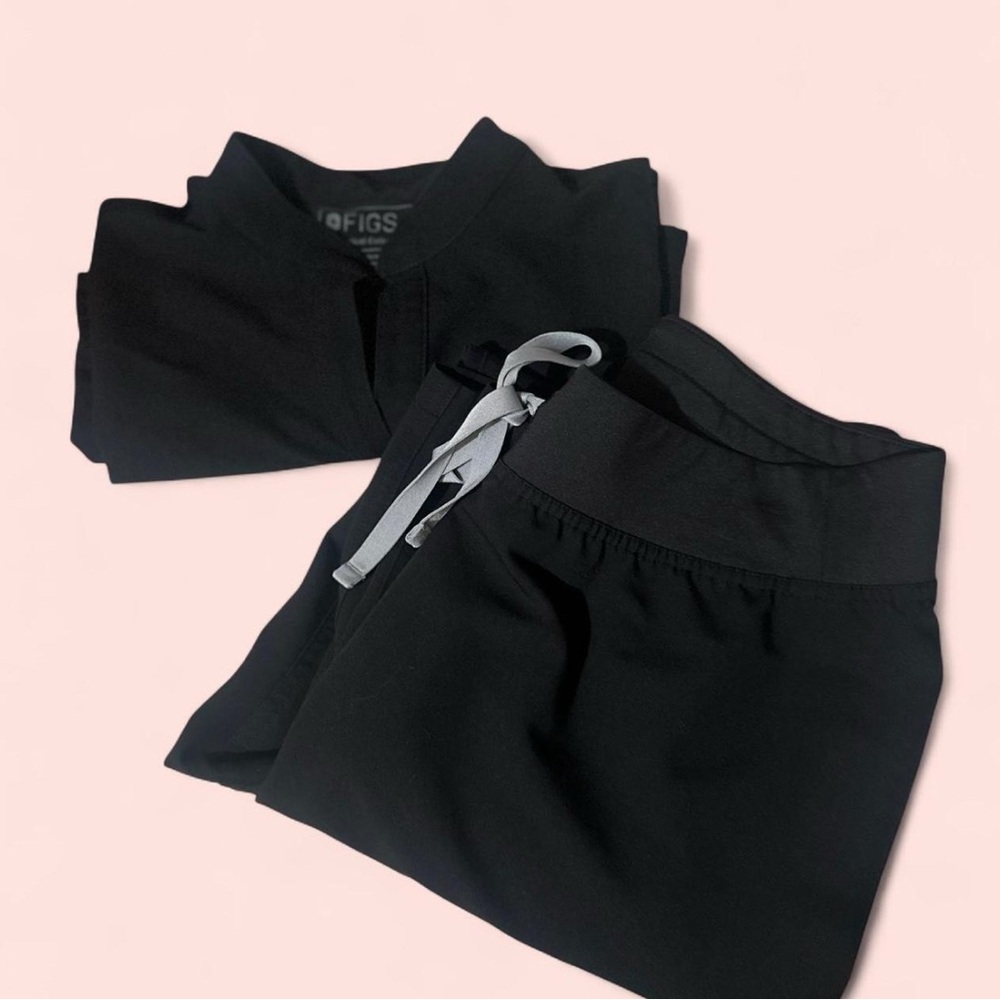 Figs Black Joggers with Gray Drawstring